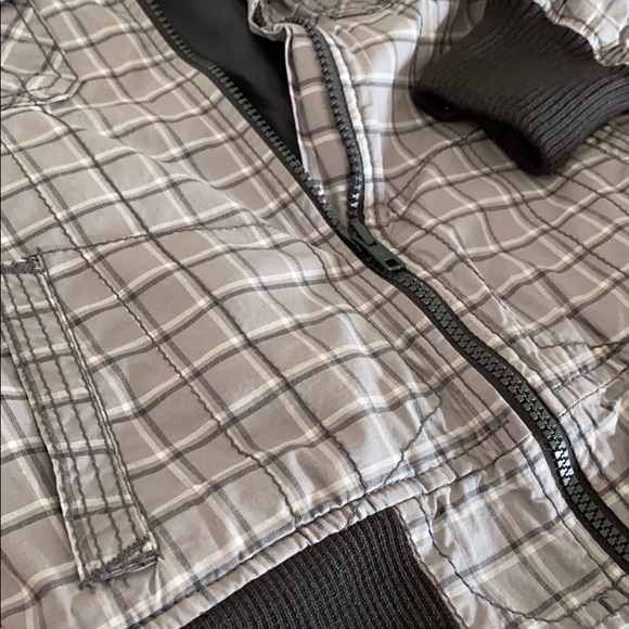 Boys H&M lined grey plaid moto zip-up jacket - Picture 6 of 9